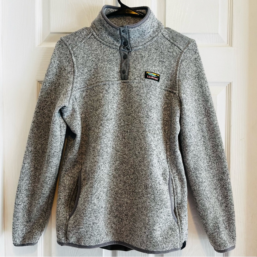 L.L. Bean Women’s Heather Gray Fleece 1/4 Zip Pullover Medium